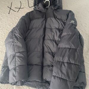 Gray Puffer Jacket with Hood